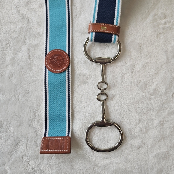 Lilo Espana Leather and Woven Fabric Belt Equestrian Silver tone Hardware - Picture 5 of 7